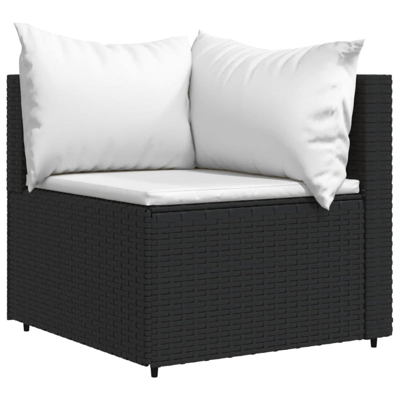 vidaXL fekete polyrattan kerti sarokkanapé párnákkal