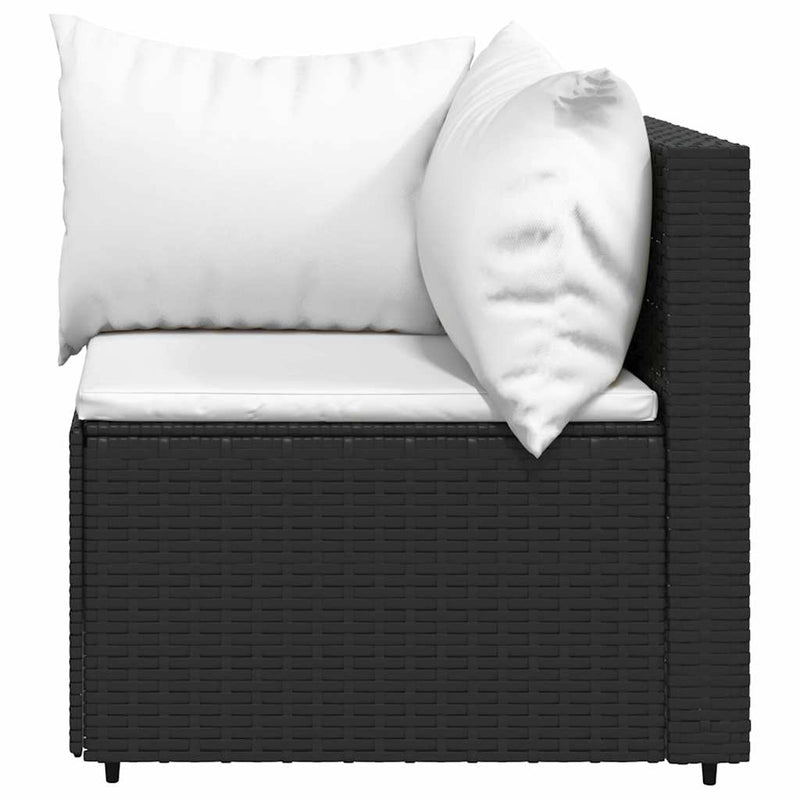 vidaXL fekete polyrattan kerti sarokkanapé párnákkal