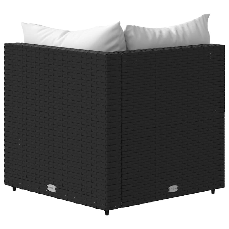 vidaXL fekete polyrattan kerti sarokkanapé párnákkal