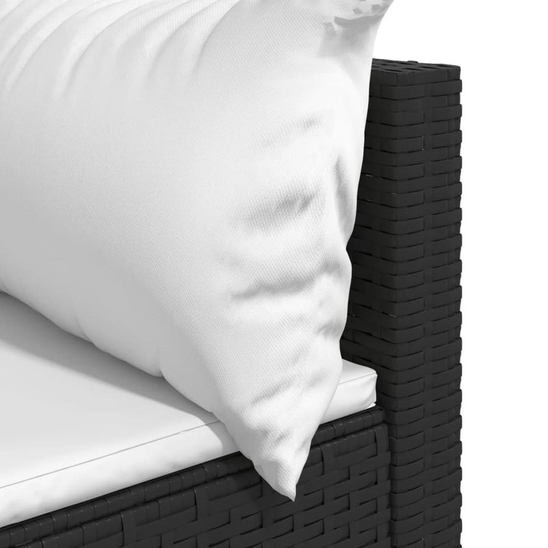 vidaXL fekete polyrattan kerti sarokkanapé párnákkal