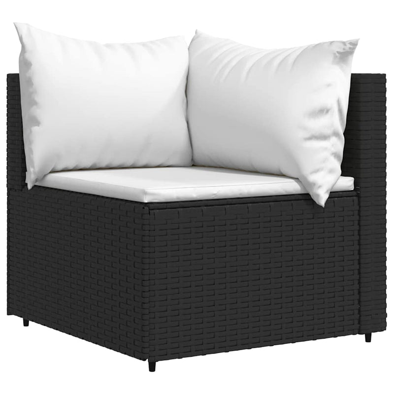 vidaXL 2 db fekete polyrattan kerti sarokkanapé párnákkal