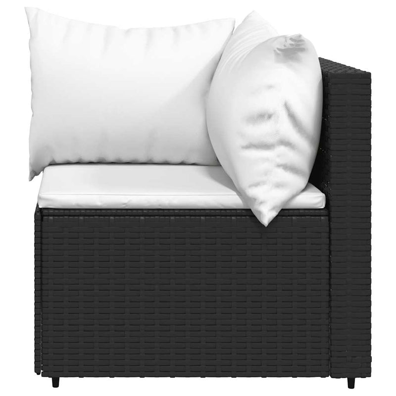 vidaXL 2 db fekete polyrattan kerti sarokkanapé párnákkal