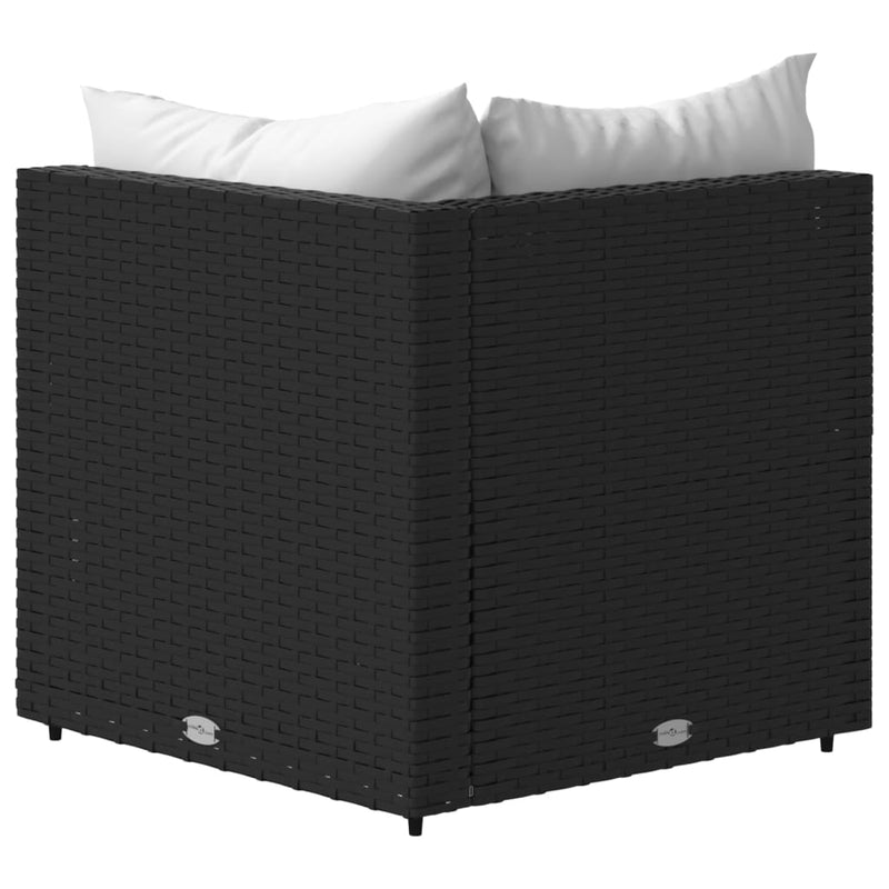 vidaXL 2 db fekete polyrattan kerti sarokkanapé párnákkal