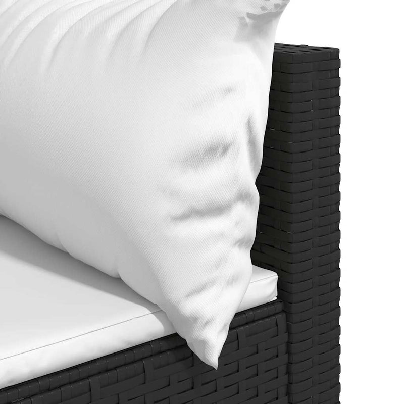 vidaXL 2 db fekete polyrattan kerti sarokkanapé párnákkal