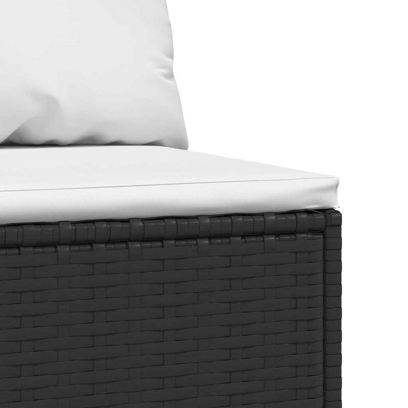 vidaXL 2 db fekete polyrattan kerti középső kanapé párnákkal