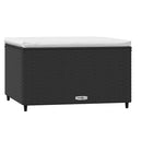 vidaXL 2 db fekete polyrattan kerti lábtartó párnákkal