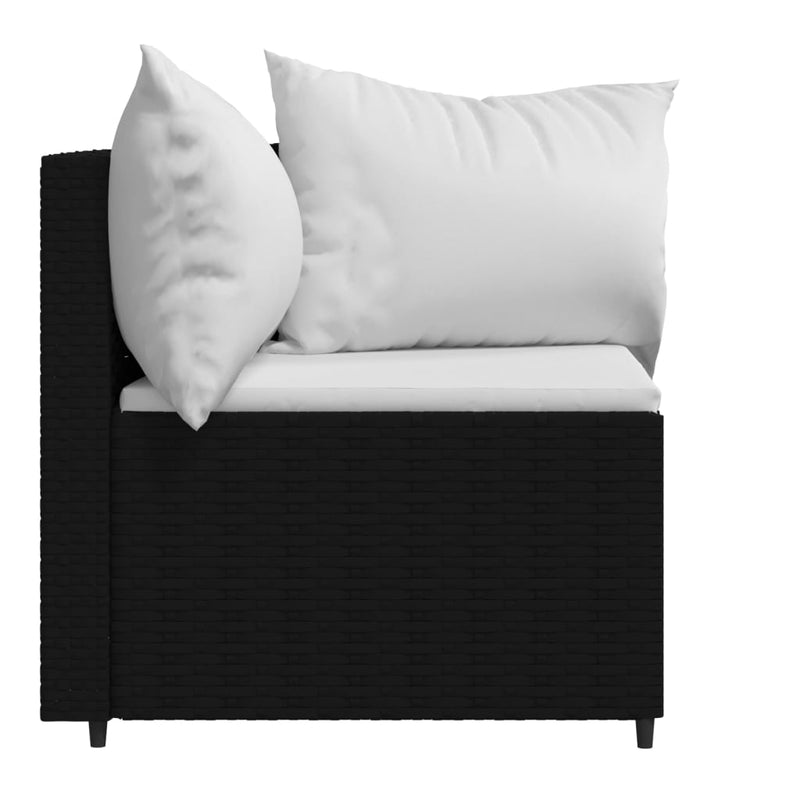 vidaXL 2 db fekete polyrattan kerti sarokkanapé párnákkal