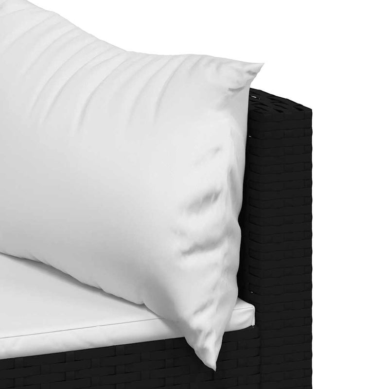 vidaXL 2 db fekete polyrattan kerti sarokkanapé párnákkal