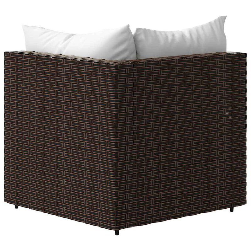 vidaXL barna polyrattan kerti sarokkanapé párnákkal