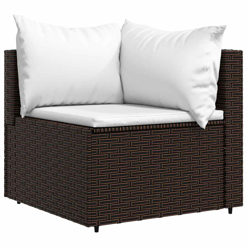 vidaXL 2 db barna polyrattan kerti sarokkanapé párnákkal