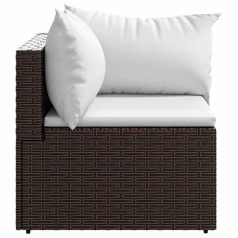 vidaXL 2 db barna polyrattan kerti sarokkanapé párnákkal