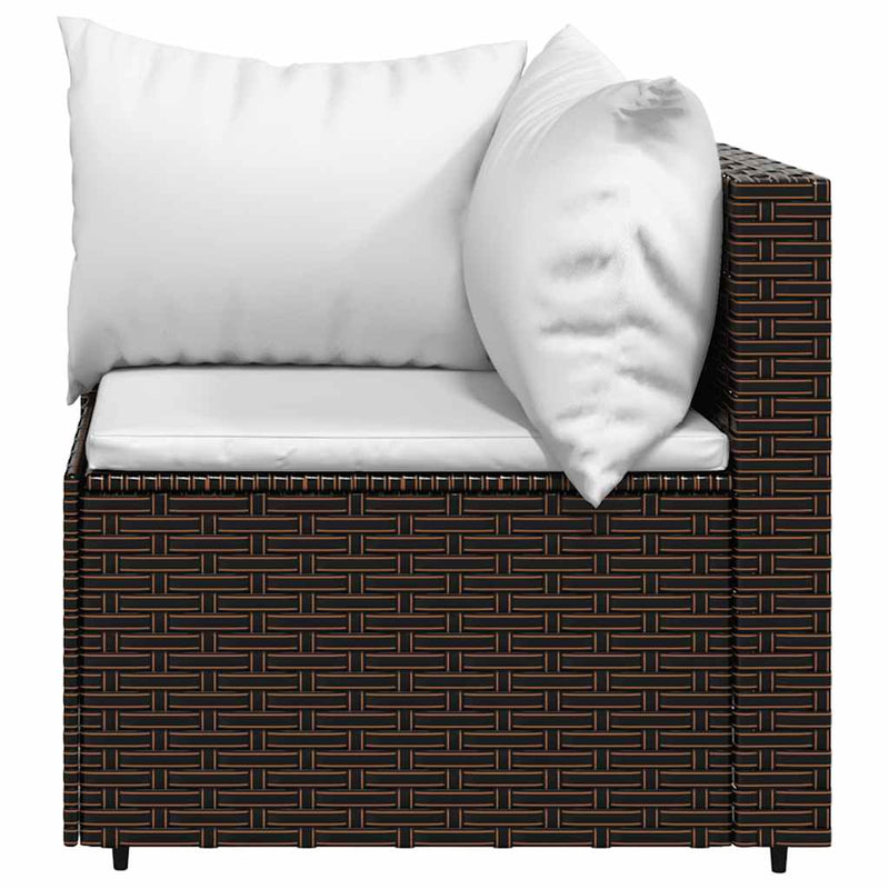vidaXL 2 db barna polyrattan kerti sarokkanapé párnákkal