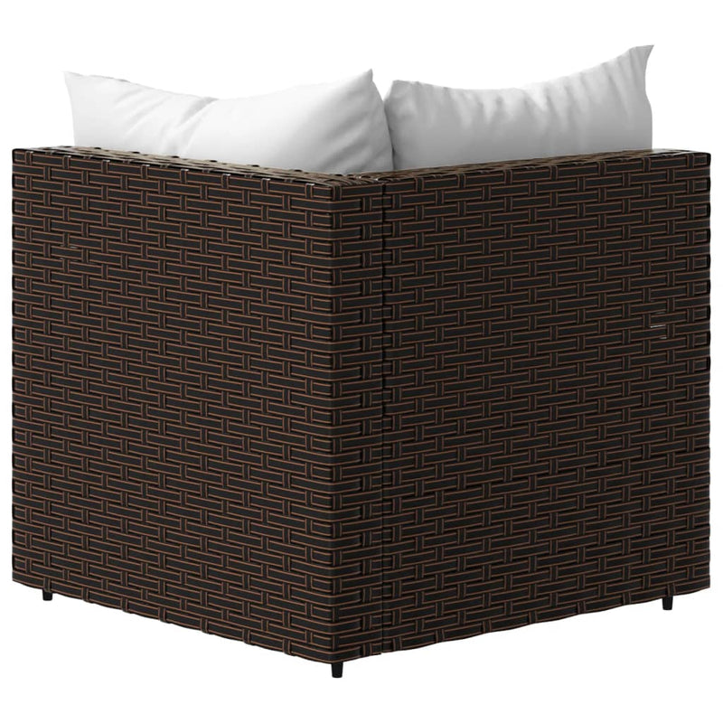 vidaXL 2 db barna polyrattan kerti sarokkanapé párnákkal