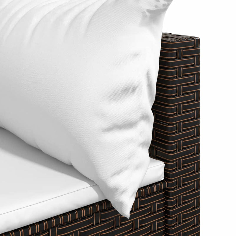 vidaXL 2 db barna polyrattan kerti sarokkanapé párnákkal