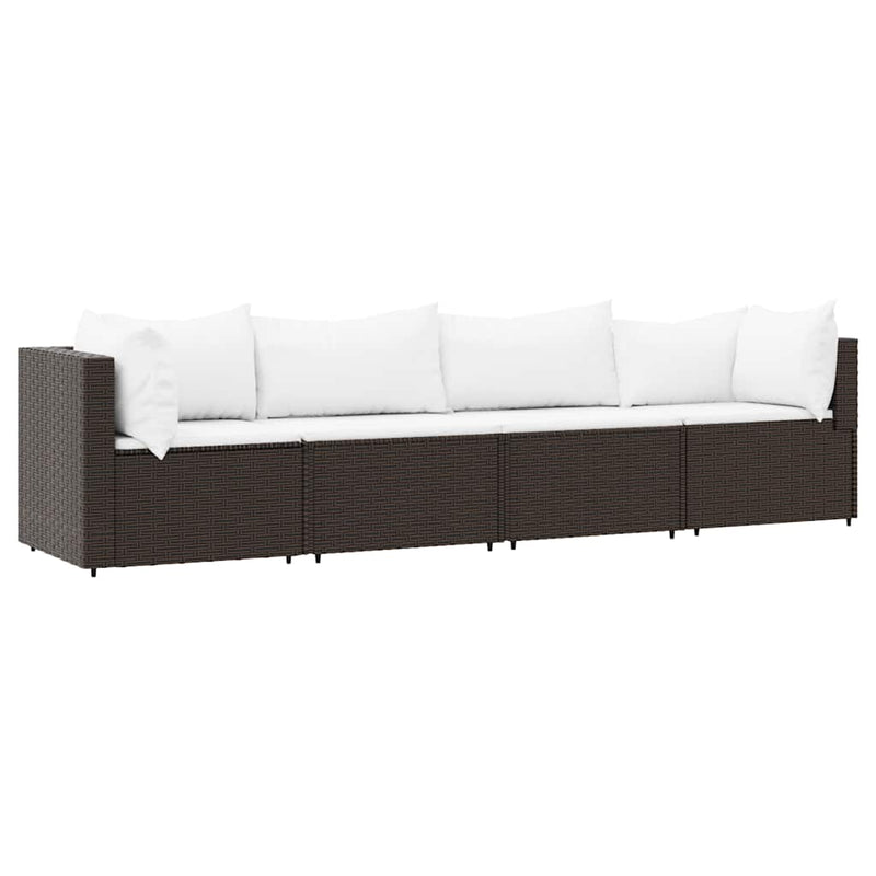 vidaXL 4 részes barna polyrattan kerti ülőgarnitúra párnákkal