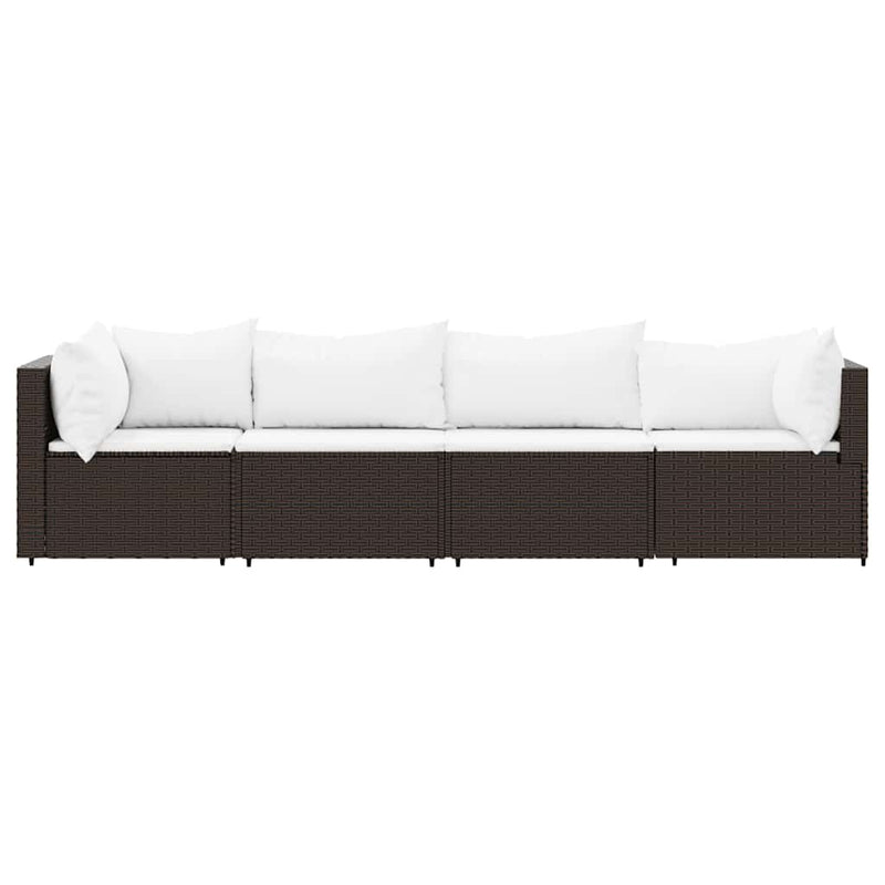 vidaXL 4 részes barna polyrattan kerti ülőgarnitúra párnákkal