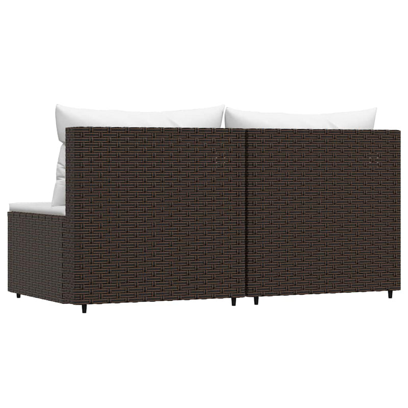 vidaXL 2 db barna polyrattan kerti középső kanapé párnával