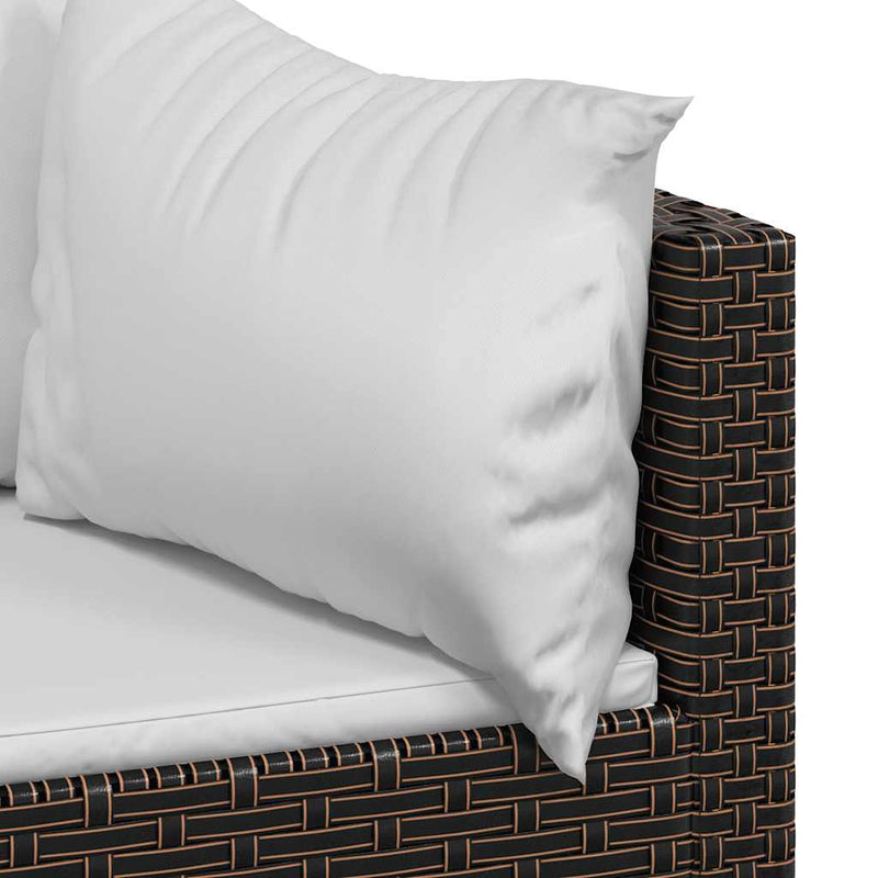 vidaXL 2 db barna polyrattan kerti sarokkanapé párnákkal