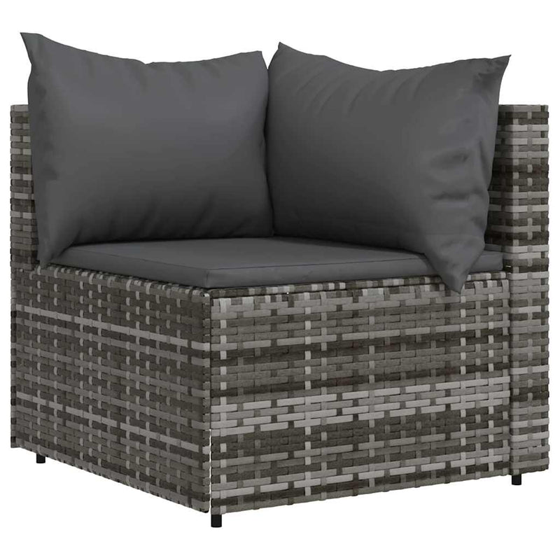 vidaXL szürke polyrattan kerti sarokkanapé párnákkal