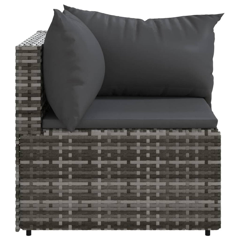 vidaXL szürke polyrattan kerti sarokkanapé párnákkal