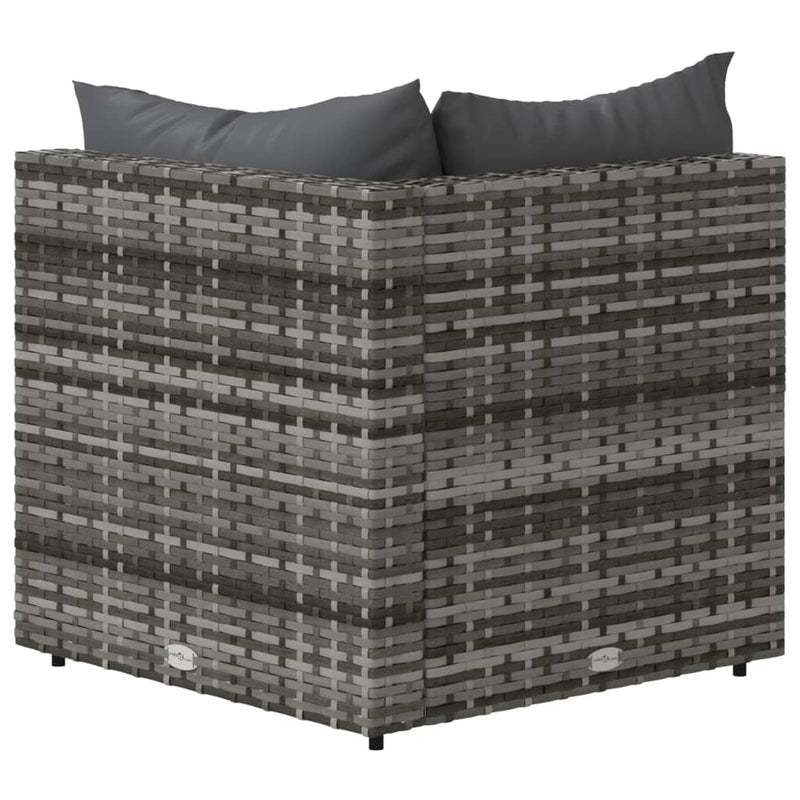 vidaXL szürke polyrattan kerti sarokkanapé párnákkal