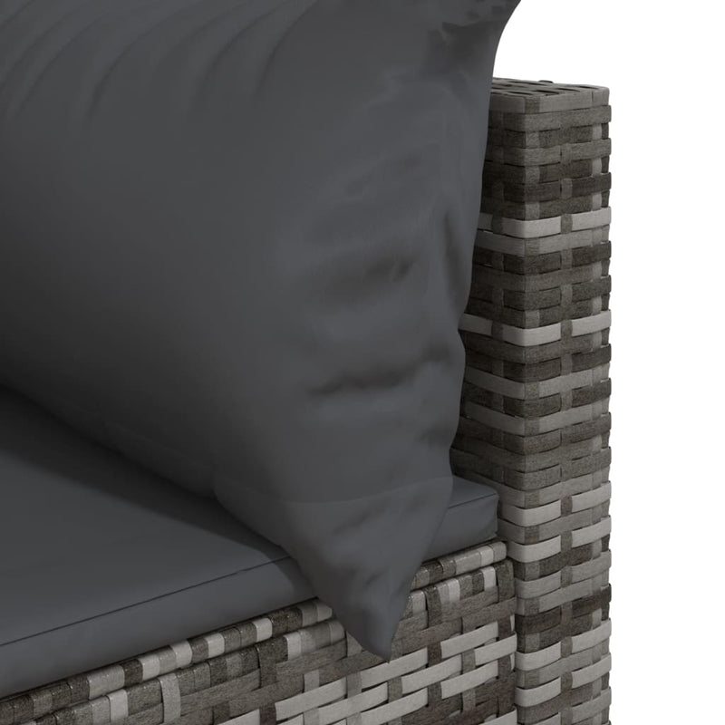 vidaXL szürke polyrattan kerti sarokkanapé párnákkal