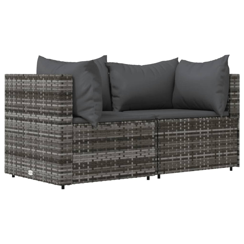vidaXL 2 db szürke polyrattan kerti sarokkanapé párnával