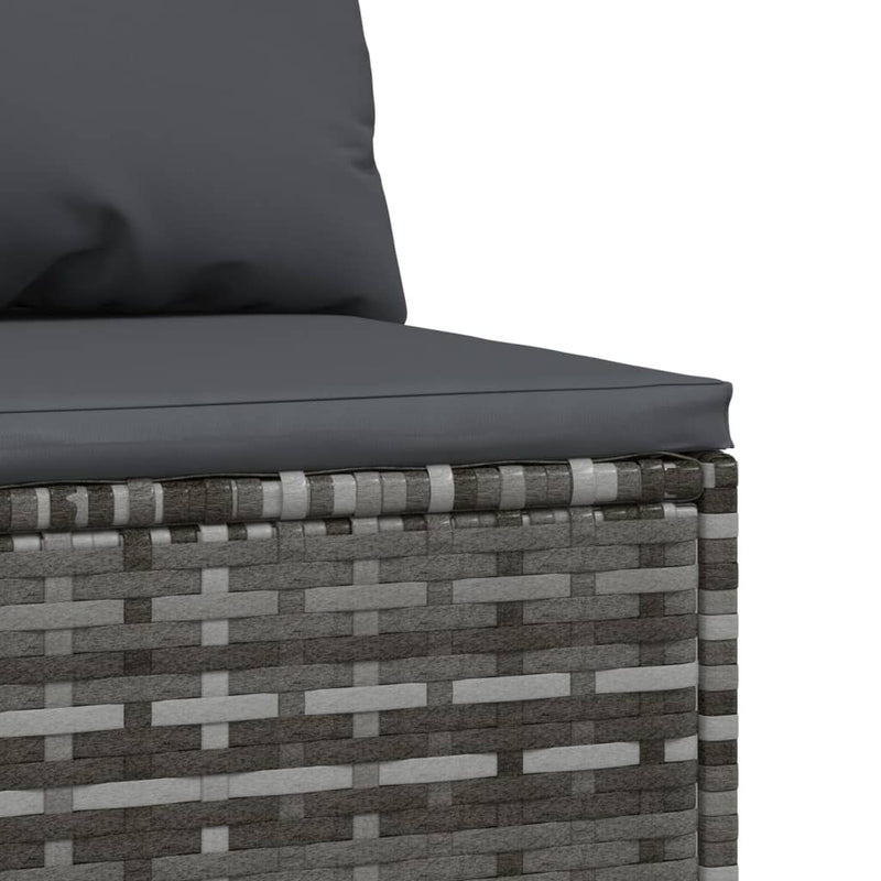 vidaXL szürke polyrattan kerti középső kanapé párnával