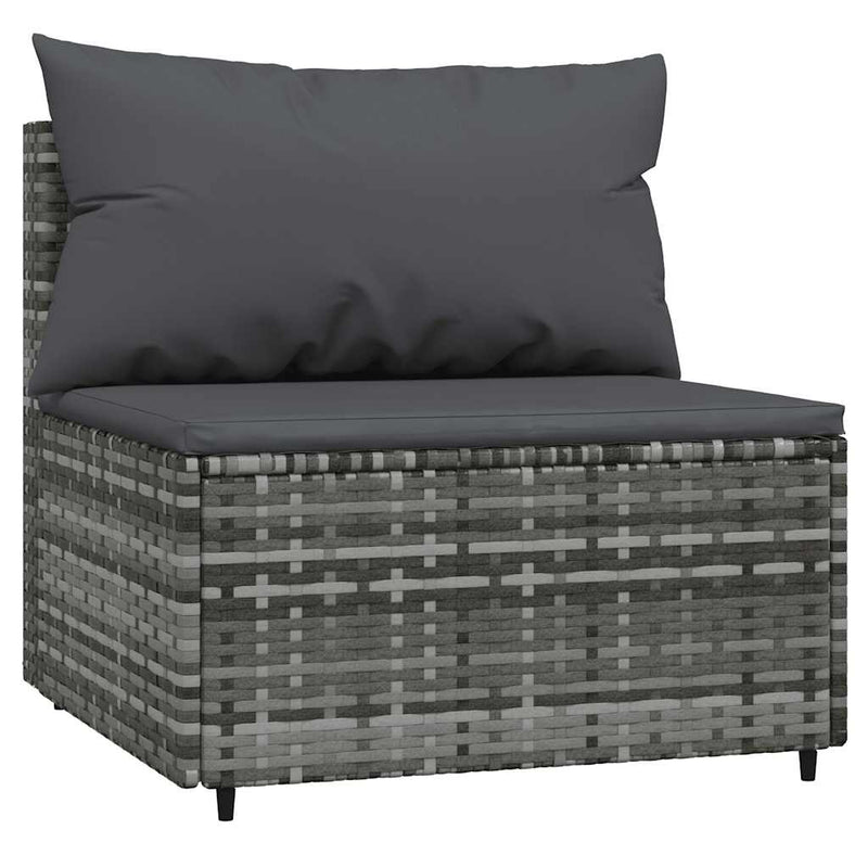 vidaXL 2 db szürke polyrattan kerti középső kanapé párnákkal