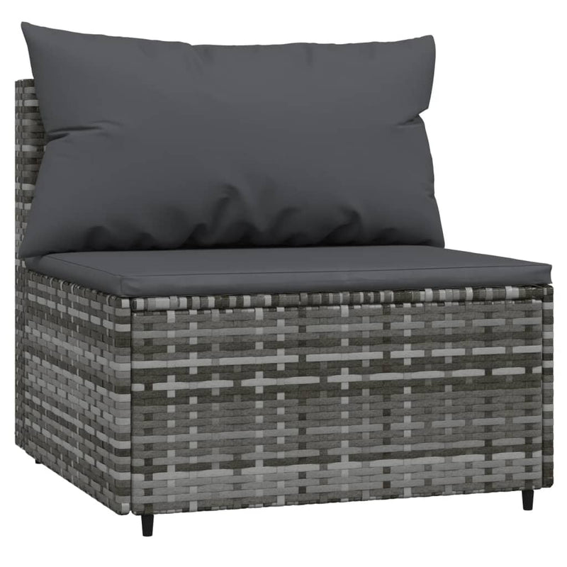 vidaXL 2 db szürke polyrattan kerti középső kanapé párnákkal