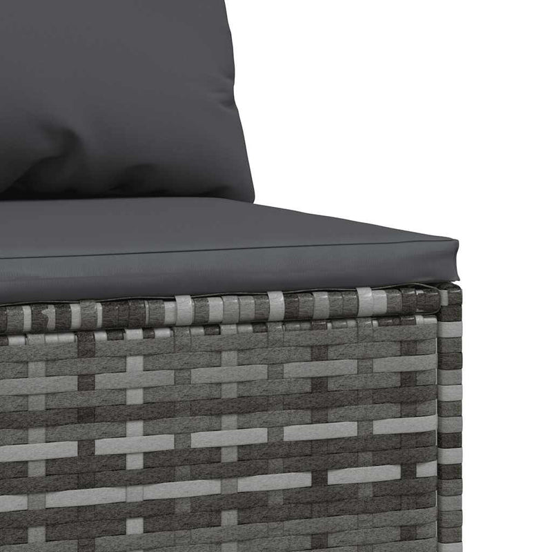 vidaXL 2 db szürke polyrattan kerti középső kanapé párnákkal