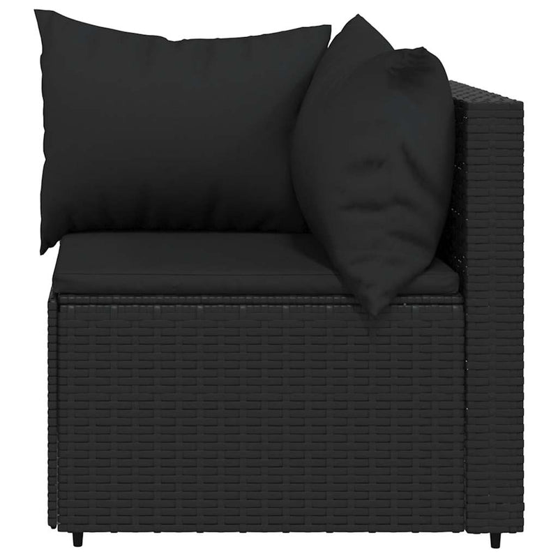 vidaXL 2 db fekete polyrattan kerti sarokkanapé párnákkal