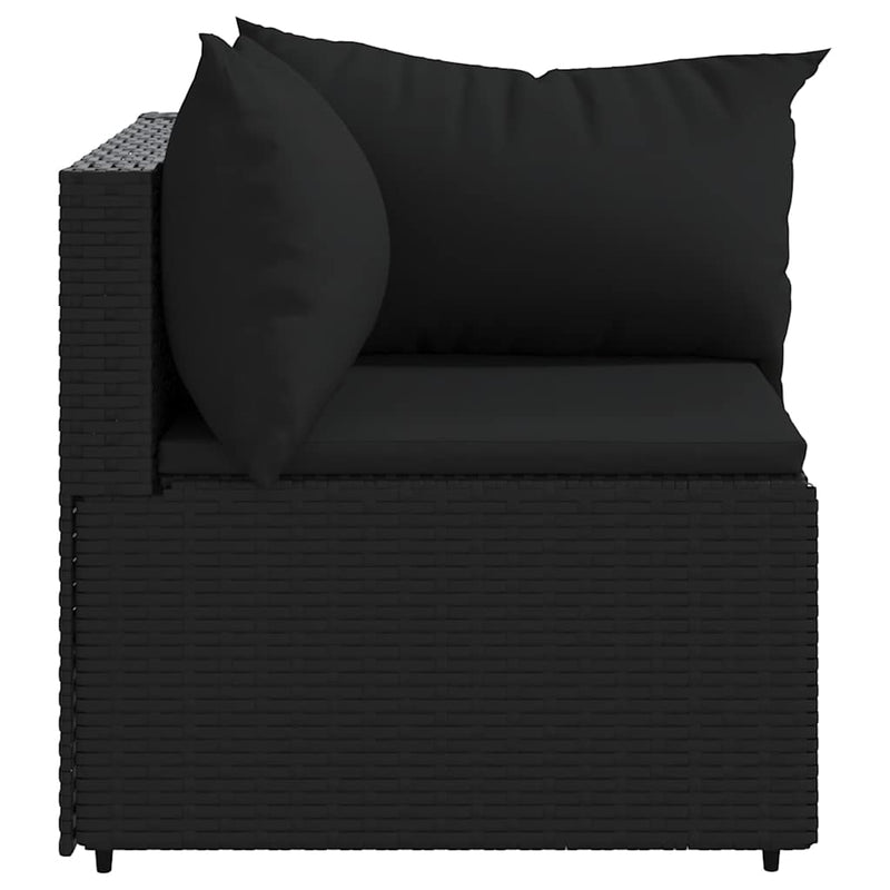 vidaXL 2 db fekete polyrattan kerti sarokkanapé párnákkal