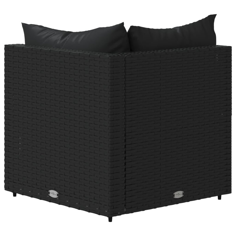 vidaXL 2 db fekete polyrattan kerti sarokkanapé párnákkal