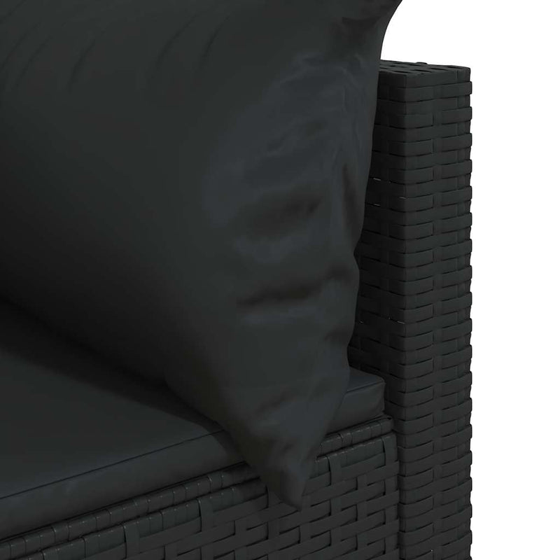 vidaXL 2 db fekete polyrattan kerti sarokkanapé párnákkal