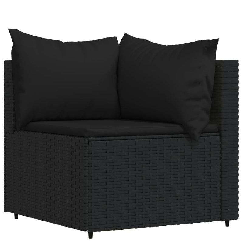vidaXL 3 részes fekete polyrattan kerti ülőgarnitúra párnákkal
