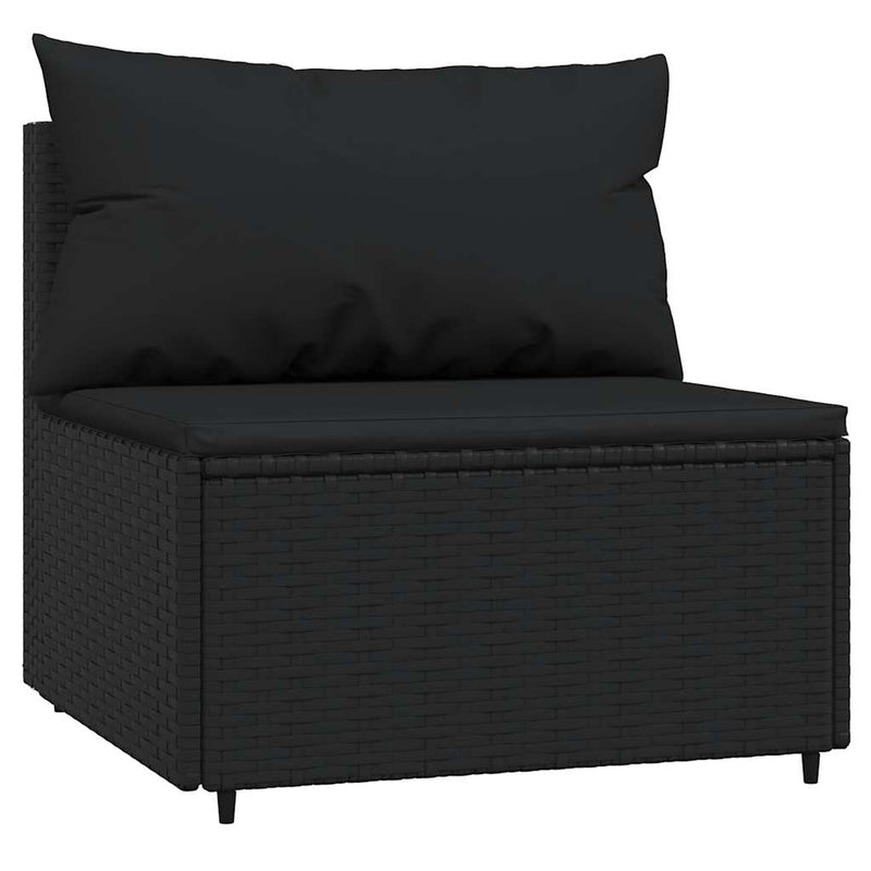 vidaXL 3 részes fekete polyrattan kerti ülőgarnitúra párnákkal