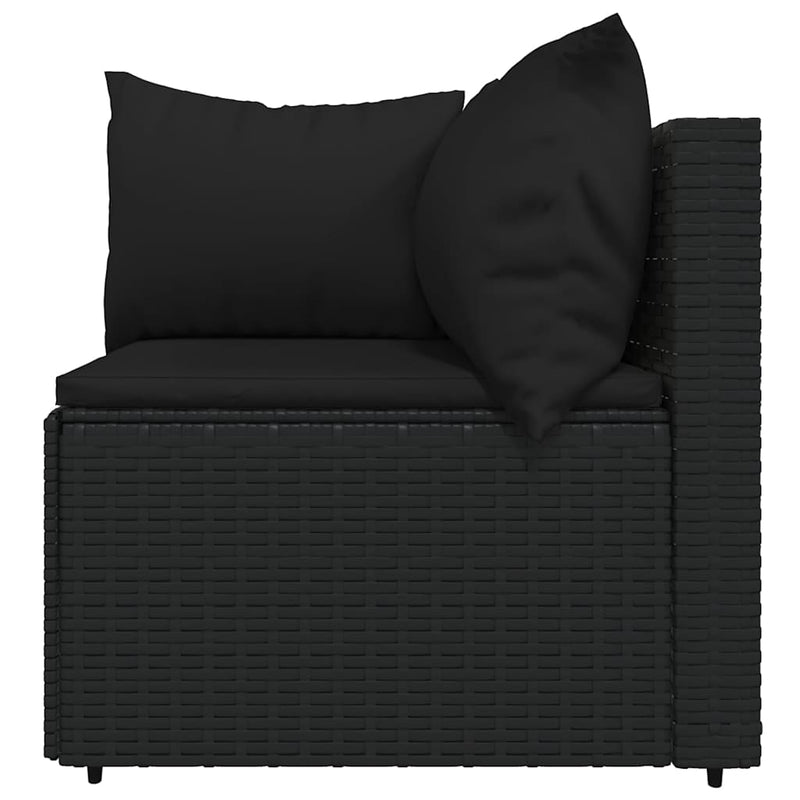 vidaXL 3 részes fekete polyrattan kerti ülőgarnitúra párnákkal