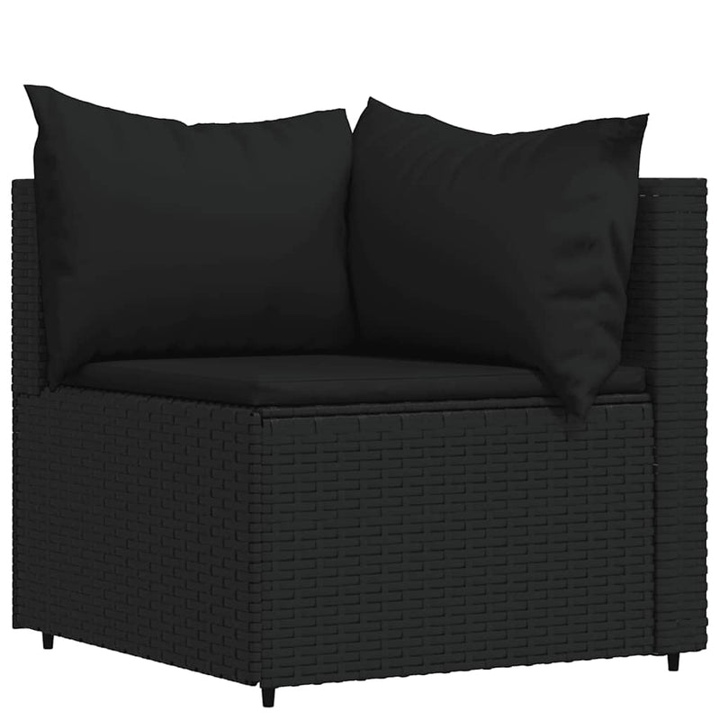 vidaXL 4 részes fekete polyrattan kerti ülőgarnitúra párnákkal
