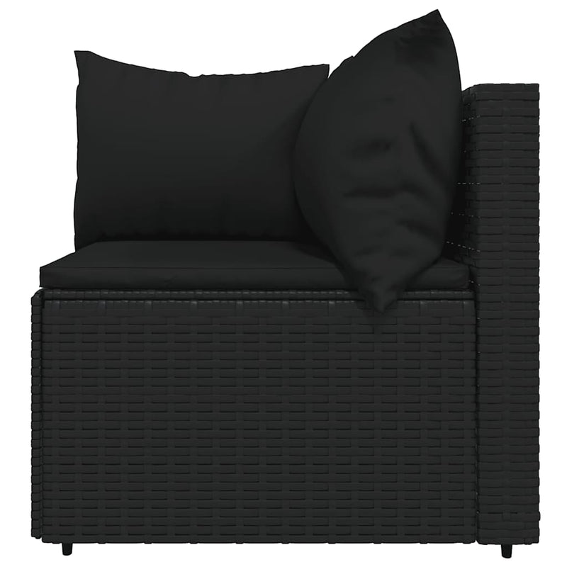 vidaXL 4 részes fekete polyrattan kerti ülőgarnitúra párnákkal