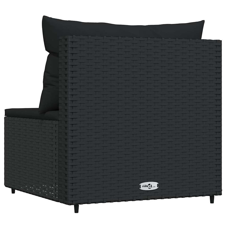 vidaXL fekete polyrattan kerti középső kanapé párnákkal