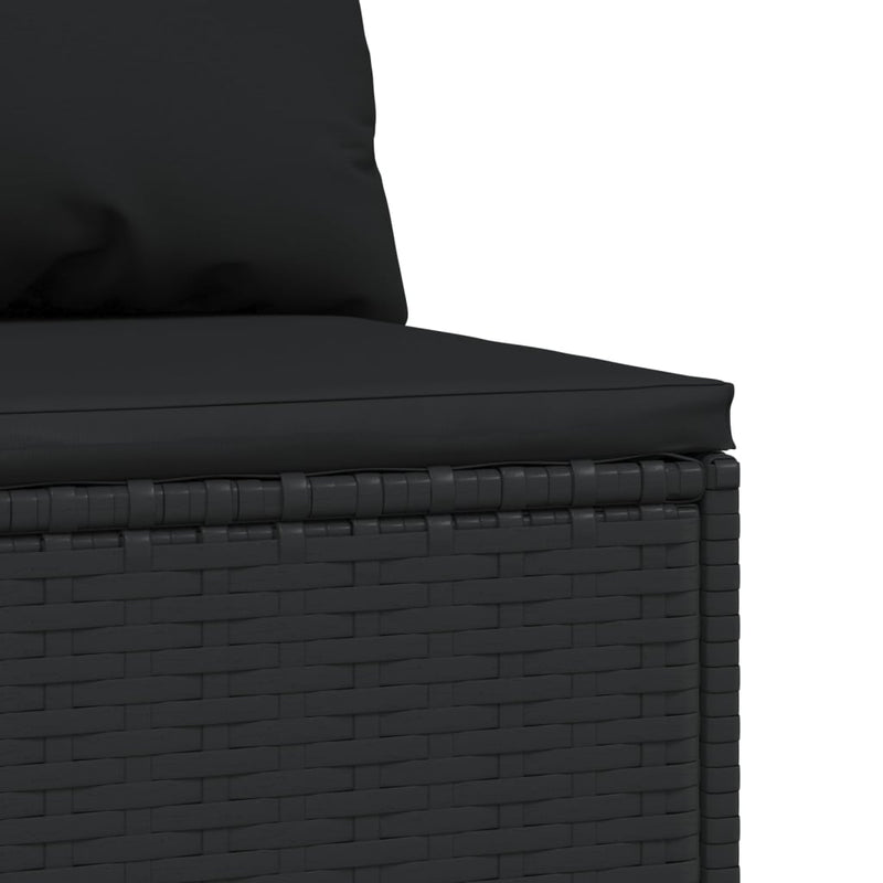vidaXL fekete polyrattan kerti középső kanapé párnákkal