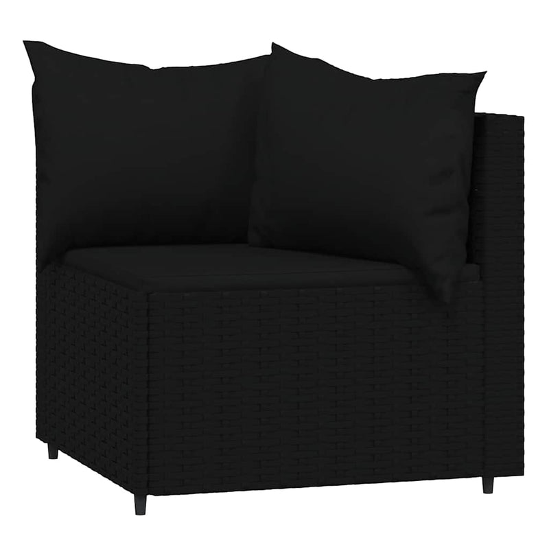 vidaXL 2 db fekete polyrattan kerti sarokkanapé párnákkal