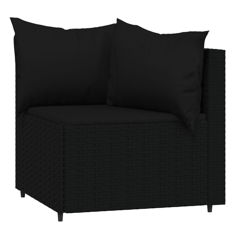 vidaXL 2 db fekete polyrattan kerti sarokkanapé párnákkal