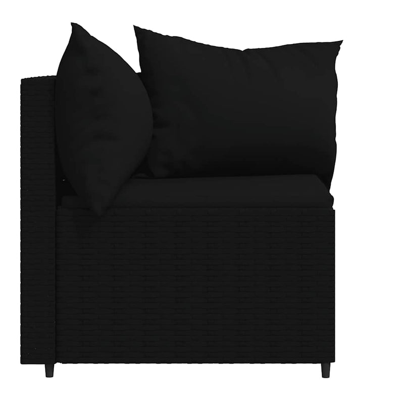 vidaXL 2 db fekete polyrattan kerti sarokkanapé párnákkal
