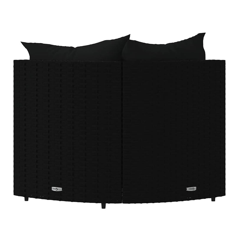 vidaXL 2 db fekete polyrattan kerti sarokkanapé párnákkal