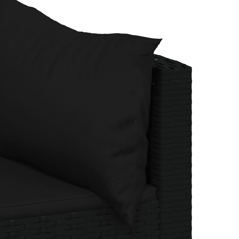 vidaXL 2 db fekete polyrattan kerti sarokkanapé párnákkal