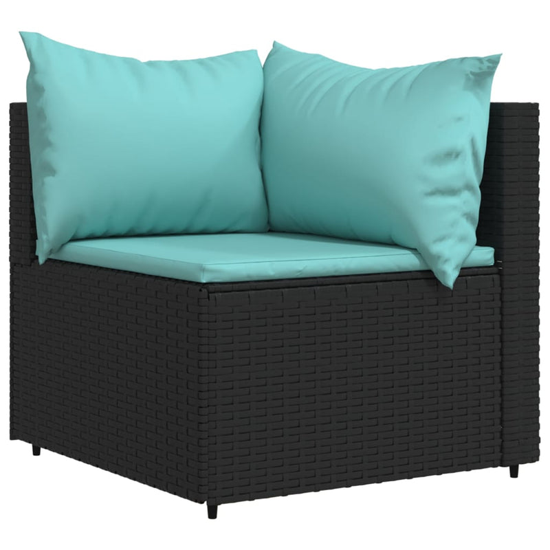 vidaXL 2 db fekete polyrattan kerti sarokkanapé párnákkal