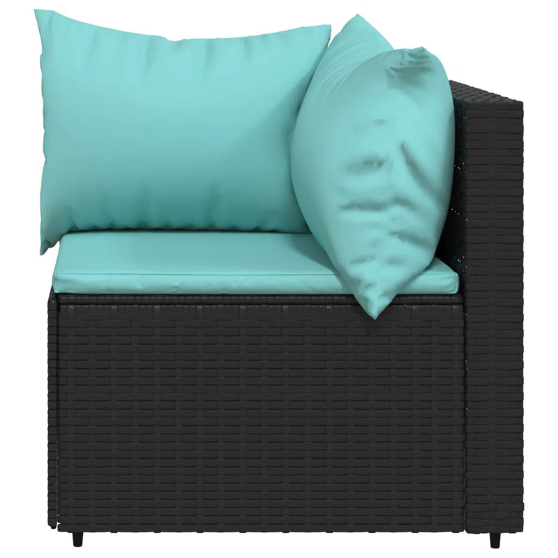 vidaXL 2 db fekete polyrattan kerti sarokkanapé párnákkal
