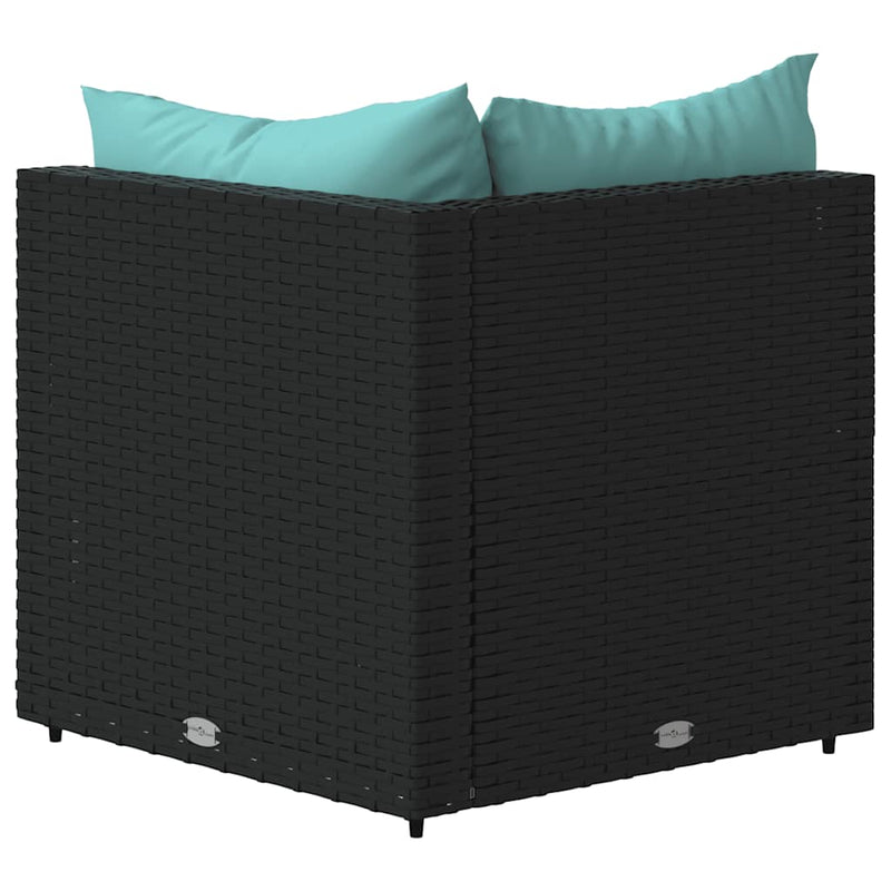 vidaXL 2 db fekete polyrattan kerti sarokkanapé párnákkal